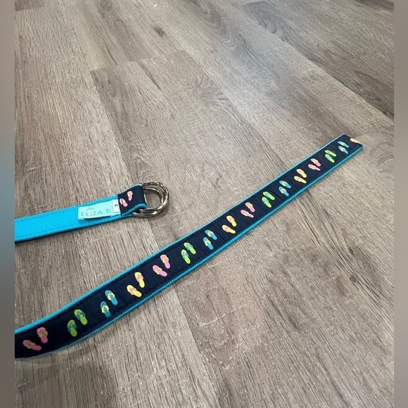 LILLY PULITZER Eliza B Size Large Flip Flop Ring Ribbon Belt Summer Spring Vacay - Picture 6 of 7